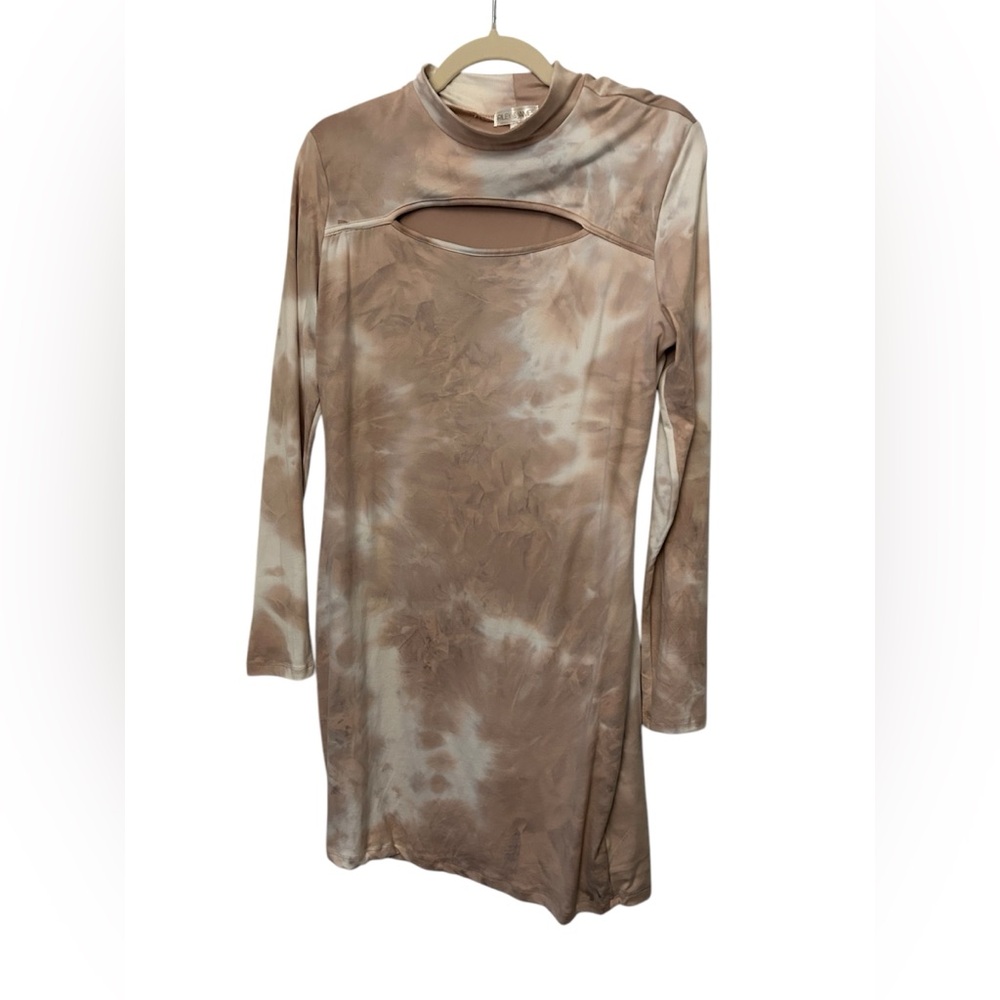 Riley & James Tie-Dye Long Sleeve Mini Dress Size Large Mock Neck Long Sleeves